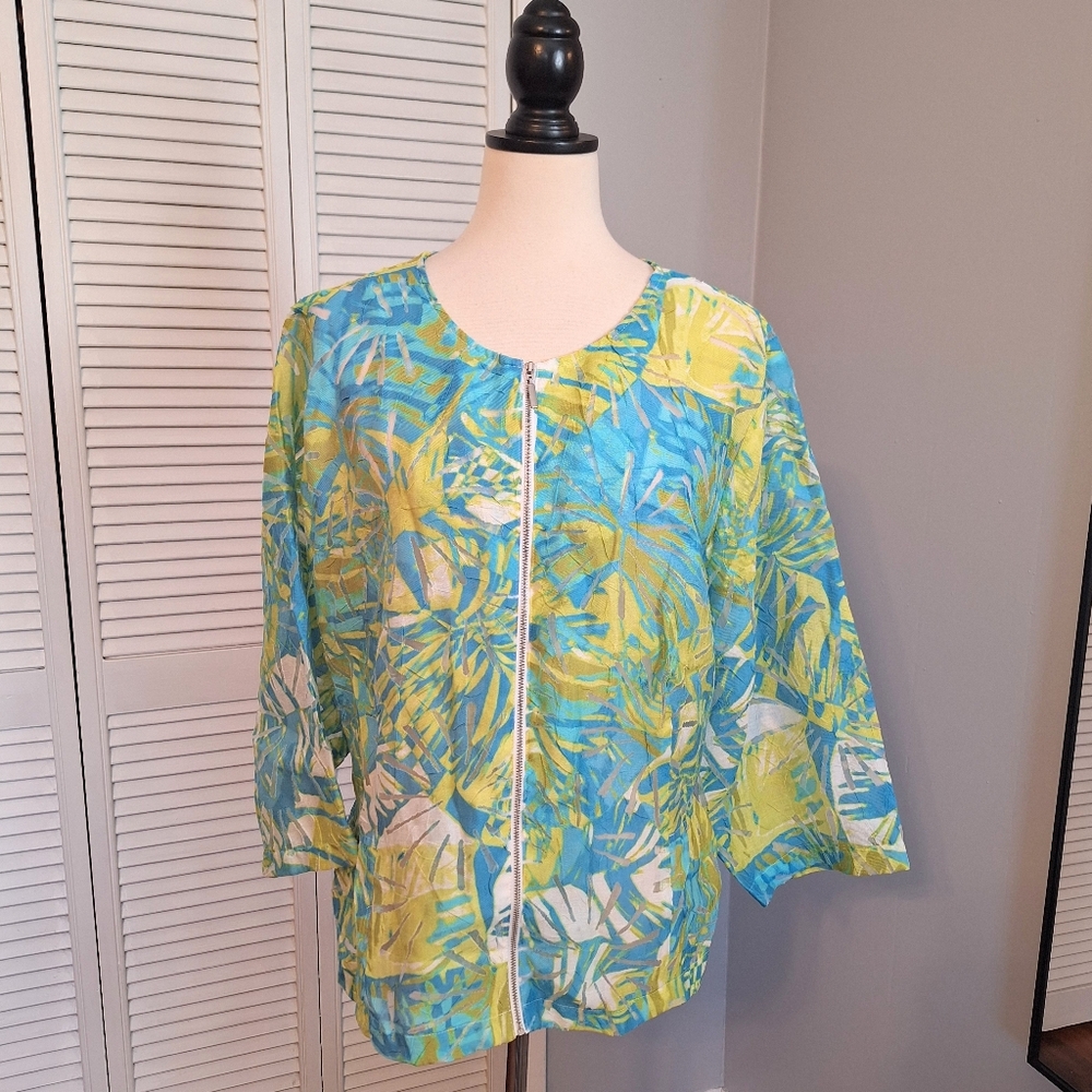 Ruby Rd. Linen Blend Semi Sheer Jacket Blouse 20W *C6 - Picture 4 of 5